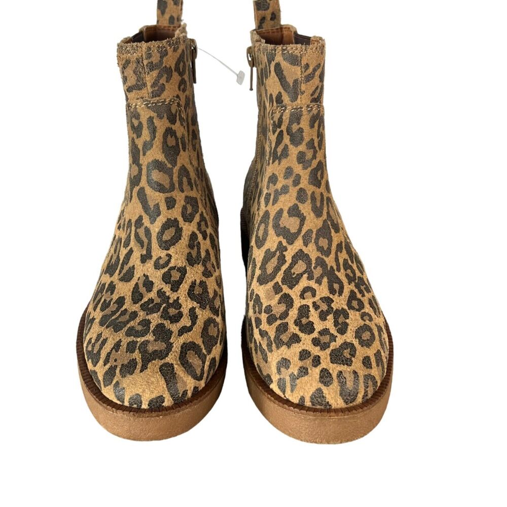 Lucky Brand Ressy Ankle Booties Womens 6M Tan Black Leather Animal Print Boots - Picture 5 of 16